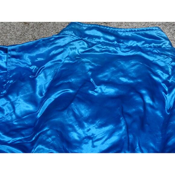 Vintage 90s Westark Blank Blue Satin Bomber Jacket, Size 2XL Distressed Fading - Picture 12 of 12